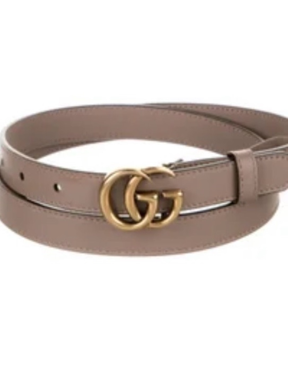 Gucci Taupe Leather Belt with Gold Double G Buckle 85- 34